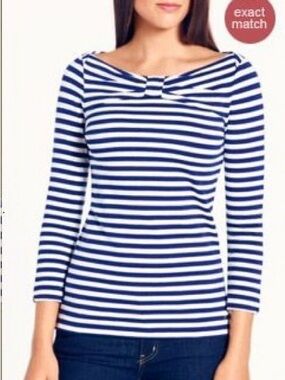 Kate Spade New York Striped Wheaton Bow Accent Top - Blue & White